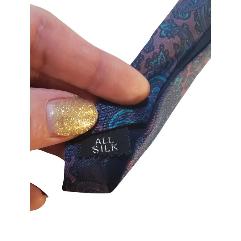 Vintage Contissima Mens Tie Necktie Luxury Purple‎ Blue Paisley Businesscore